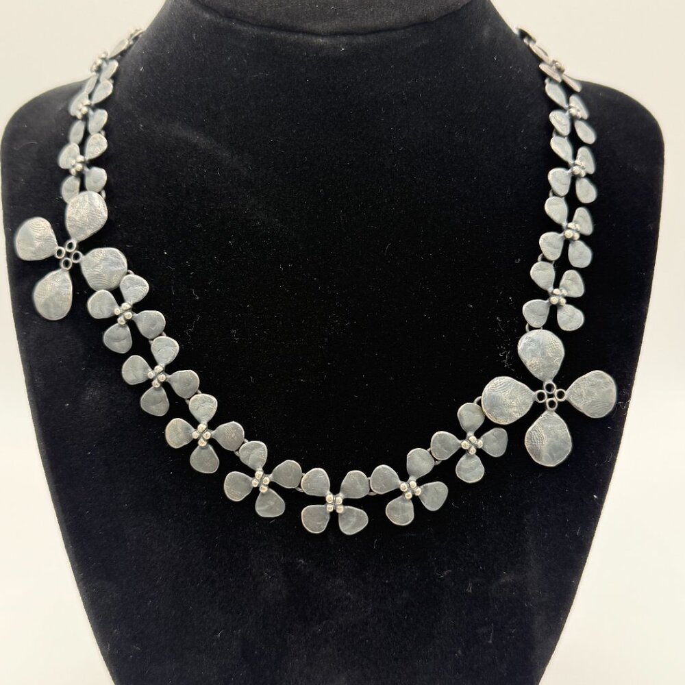 Dark Gray- Sterling Silver Choker length Necklace with matching pearl earrings